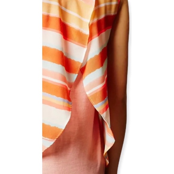 Anthropologie Meadow Rue Orange Merlon Striped Open Back Top, Size Petite Small - Picture 3 of 13